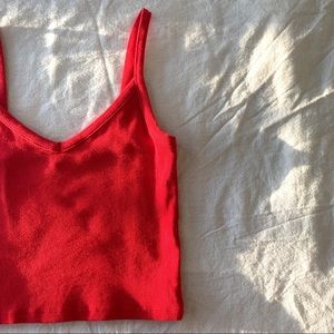 Bright red tank top